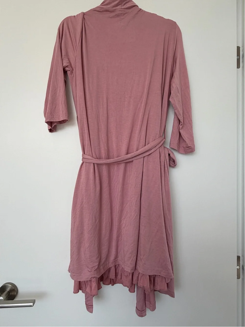 Posh Peanut Dusty Rose Women's Pink Robe & Ruffle Hem Chemise Set L/XL